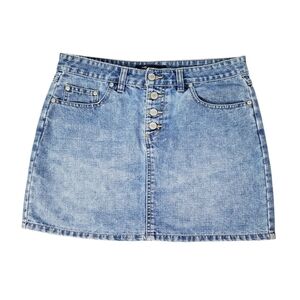 Vntg No Boundaries Button Up Jean Mini Skirt,Main Character Y2K Summer